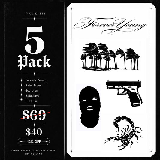 5-Pack No. 3 — Temporary Tattoo Set | Phase