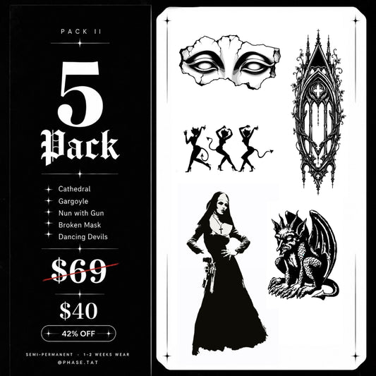 5-Pack No. 2 — Temporary Tattoo Set | Phase