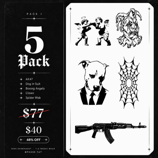 5-Pack No. 1 — Temporary Tattoo Set | Phase
